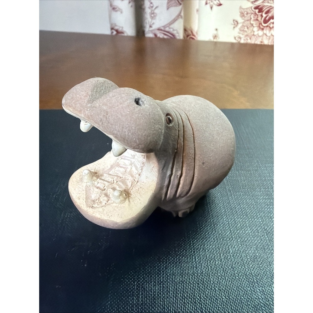 Vintage Artesania Rinconada Hippo Hippopotamus Figurine Uruguay Signed